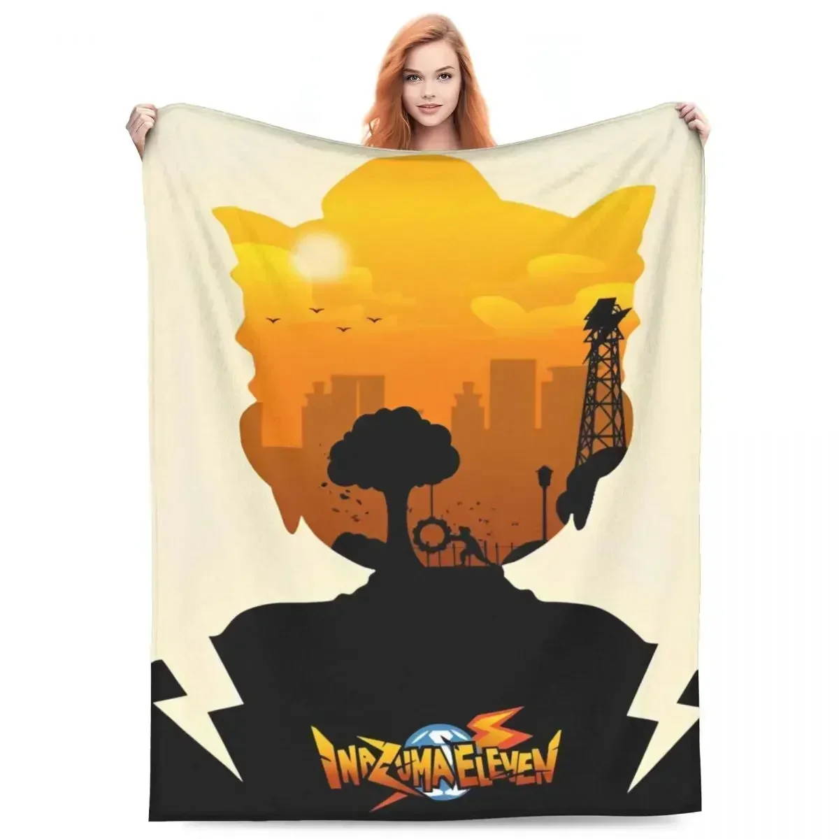 Inazuma أحد عشر البطانيات الفانيلا النسيج ديكور لعبة فيديو لعبة رياضية تنفس لينة رمي البطانيات للمنزل السفر لحاف #3