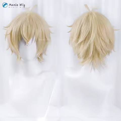 Anime Mikaela Hyakuya Cosplay Wig 30cm Short Light Blond Unisex Wigs Heat Resistant Synthetic Hair Halloween + Wig Cap