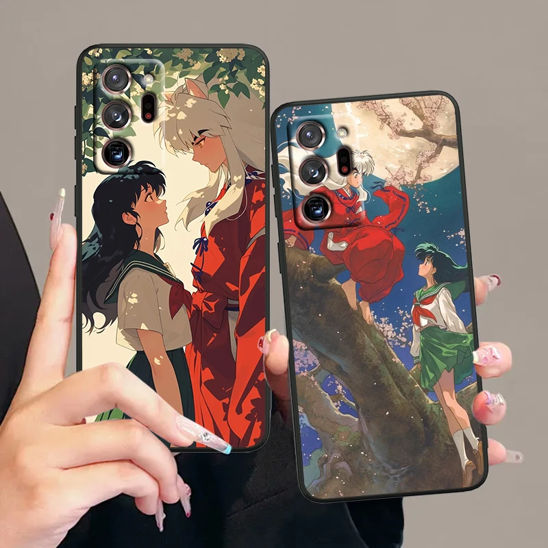 Inuyasha casing ponsel Anime hitam, casing ponsel Anime modis untuk Samsung Note 20 10 Ultra Plus A31 A14 A12 A70 A34 A25 A04 A05 A15 A24 5G