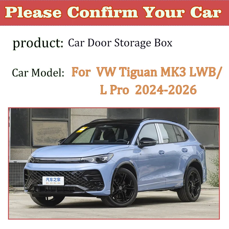 Auto Door Storage Box For Volkswagen VW Tiguan MK3 2024 Accessories L Pro LWB 2025 2026 Door Slot Box Storage Barrel Body Kits