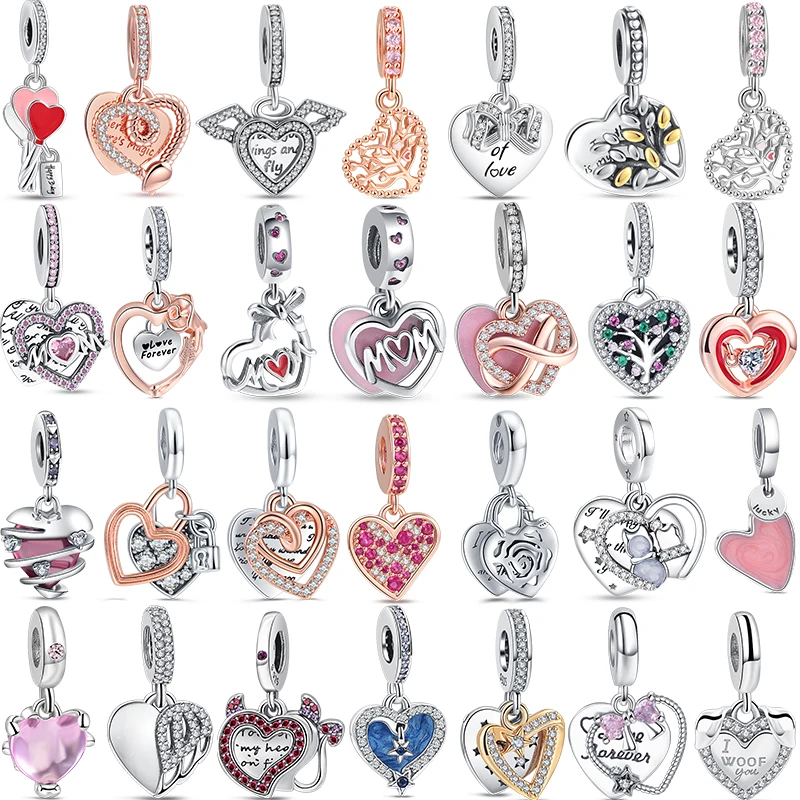 

Heart Pendent Series Charms 925 Sterling Silver Popular Bead Family Tree Mom Dangle Fit Original Pandora Bracelet For Woman Gift