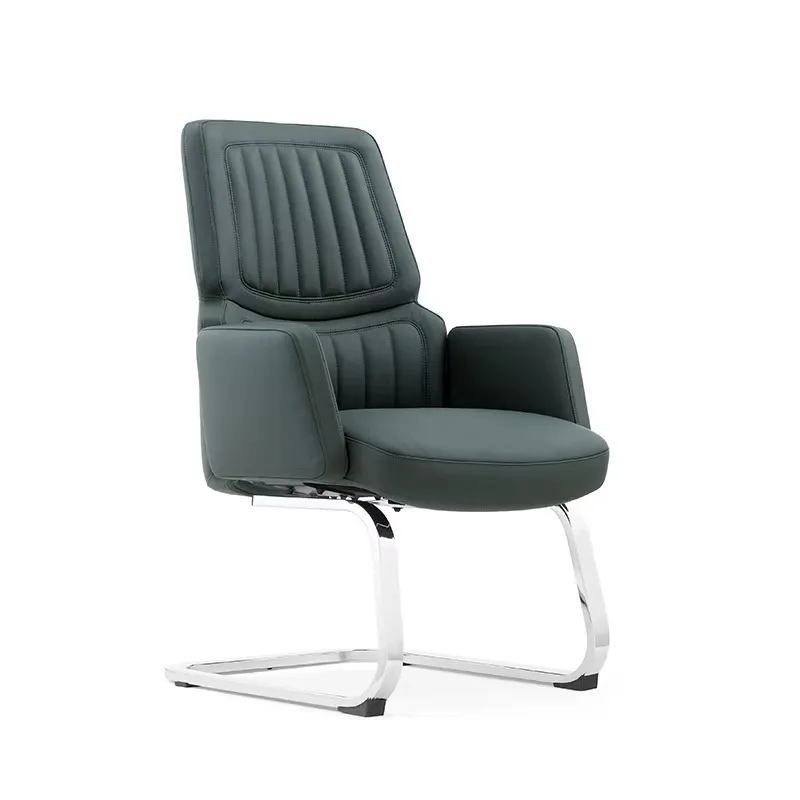 Leather Executive Office Chair with Ergonomic Design Modern Luxury Comfort Fixed Legs for Reception Areas