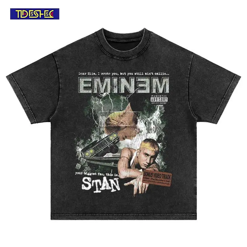 

Hip Hop Fashion Portrait Pattern Printed Vintage Harajuku Streetwear Men Loose T-Shirt Oversize Washed Leisure Cotton Tshirt
