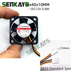 SUNON Maglev KDE1204PFV3 4010 40mm 40x40x10mm Cooling Fan 4CM DC12V 0.8W For 3D Printer North Bridge Chip Fan 3pin