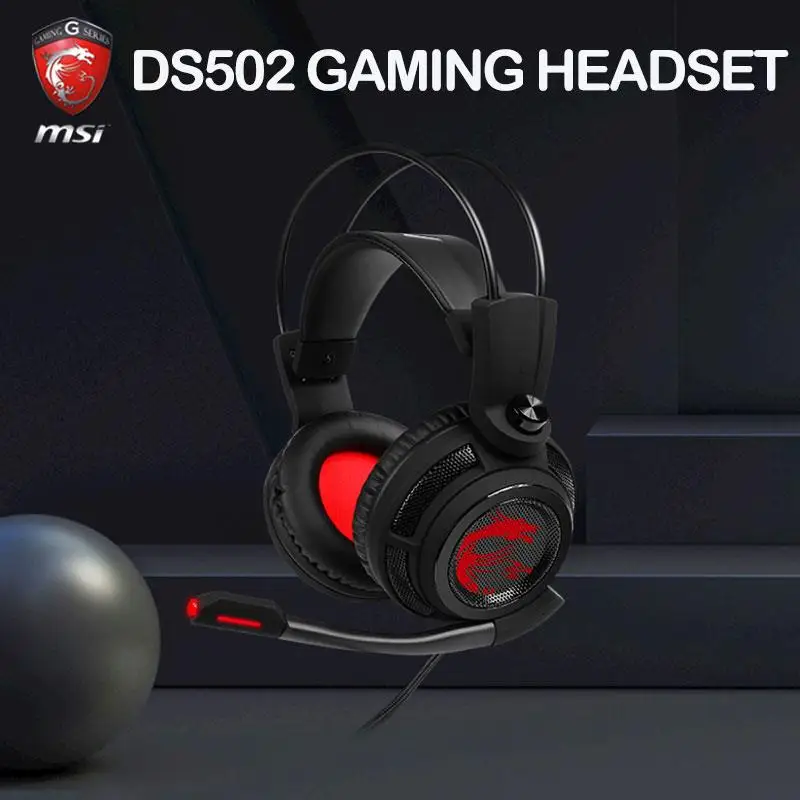 

Ergonomic Wired Gamer Headphones MSI DS502 GAMING HEADSET LED With Microphone RGB noise reduction HiFi 7.1 For Laptop PC Gamer