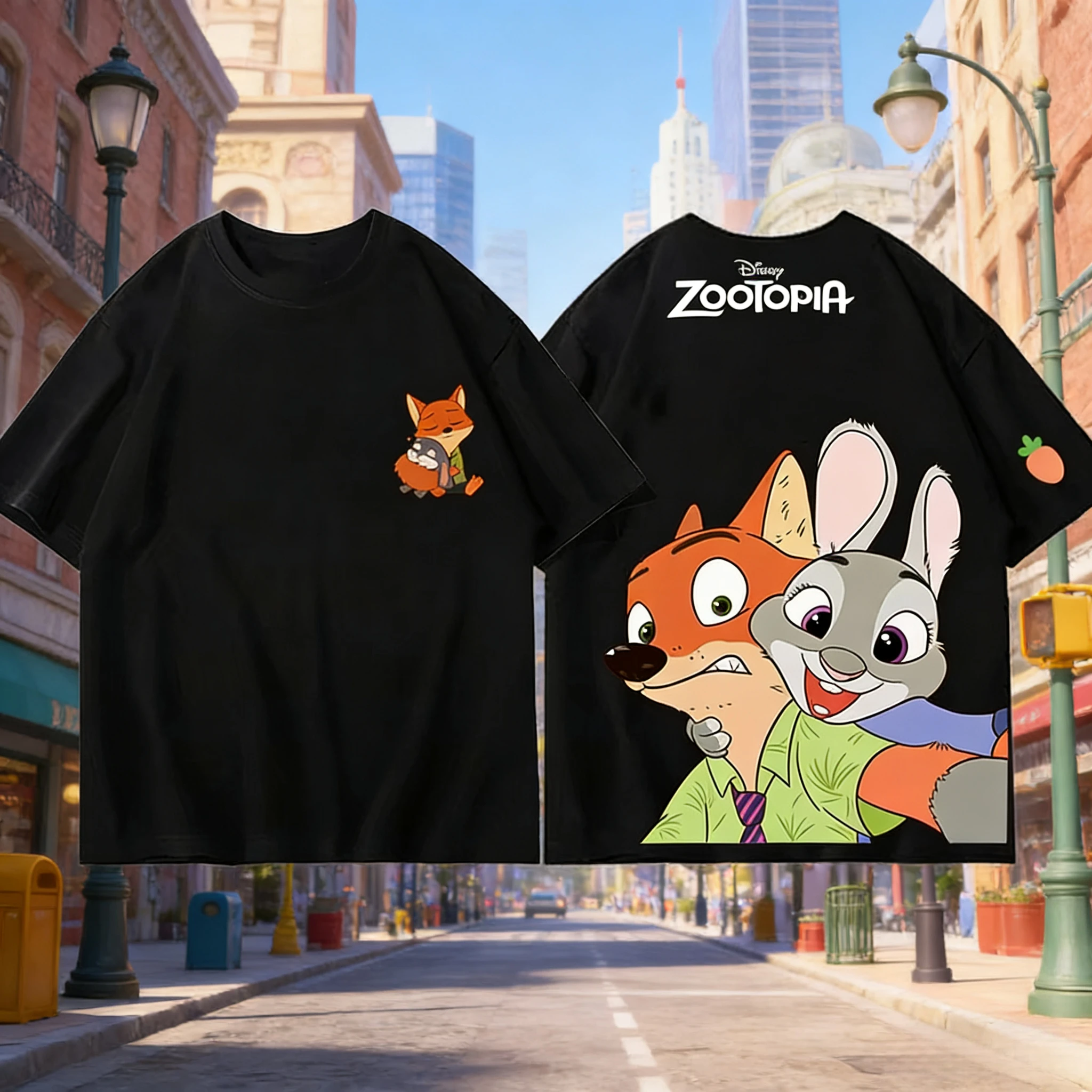 

Summer Disney Zootopia Themed Judy Print Pure Cotton T-shirt, Fashionable, Loose, Casual, Breathable Short-sleeved, Unisex