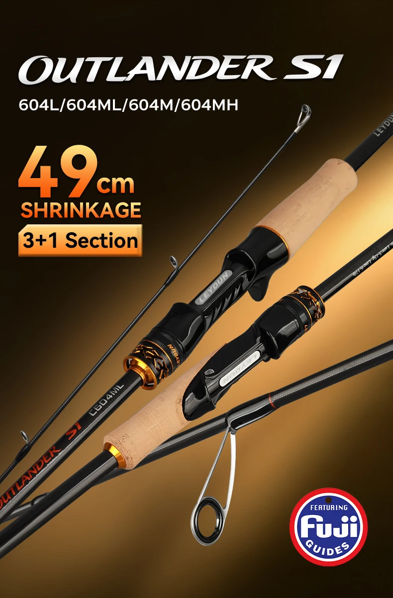 LEYDUN OUTLANDER S1 Angelrute T1100G Carbon-Gewebe 604L ML M MH Spinn- und Castingrute FUJI-Führungsring Baitcasting-Ruten – Detail 1