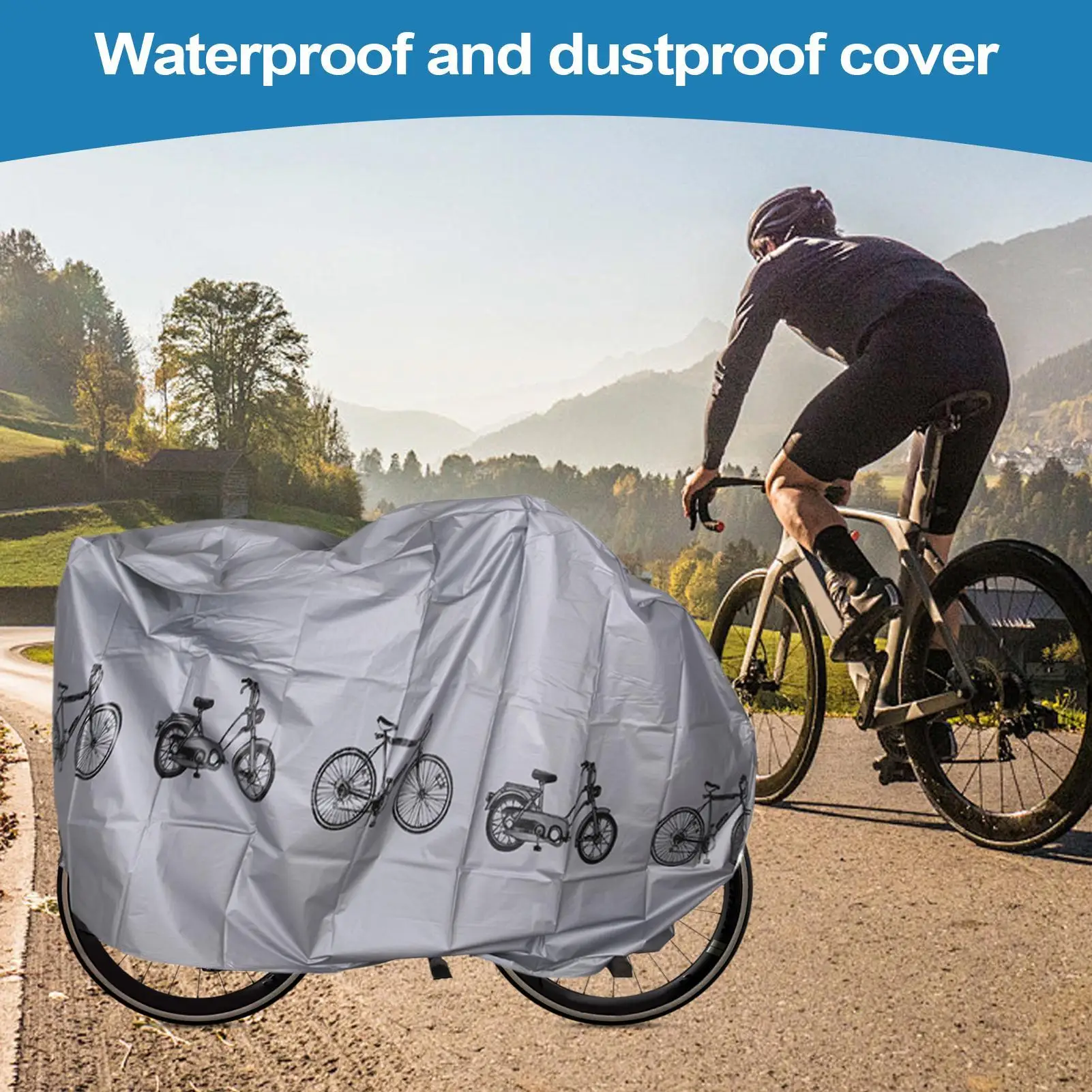 Weatherproof Waterproof Bicycle Tarp, Dustproof Outdoor Protective Cover, All Weather Shield for Mountain Bike, Road Bike view 3