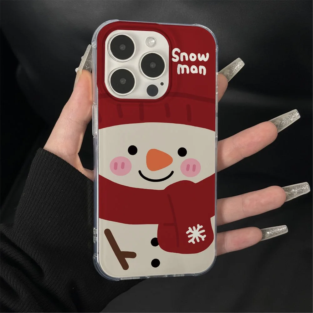 SEIRASSIM cute cartoon snow man shockproof phone case for iphone 16 pro max 15 plus 14 13 11 12 back cover for iphone xr xsmax x