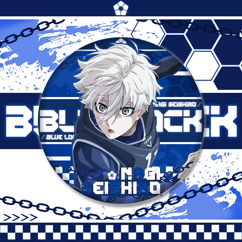 Anime Figure Nagi Seishiro Metal Badges Mikage Reo Backpack Ornament Pins Keyring Chigiri Hyoma Brooch Toy Fans Collection Gifts