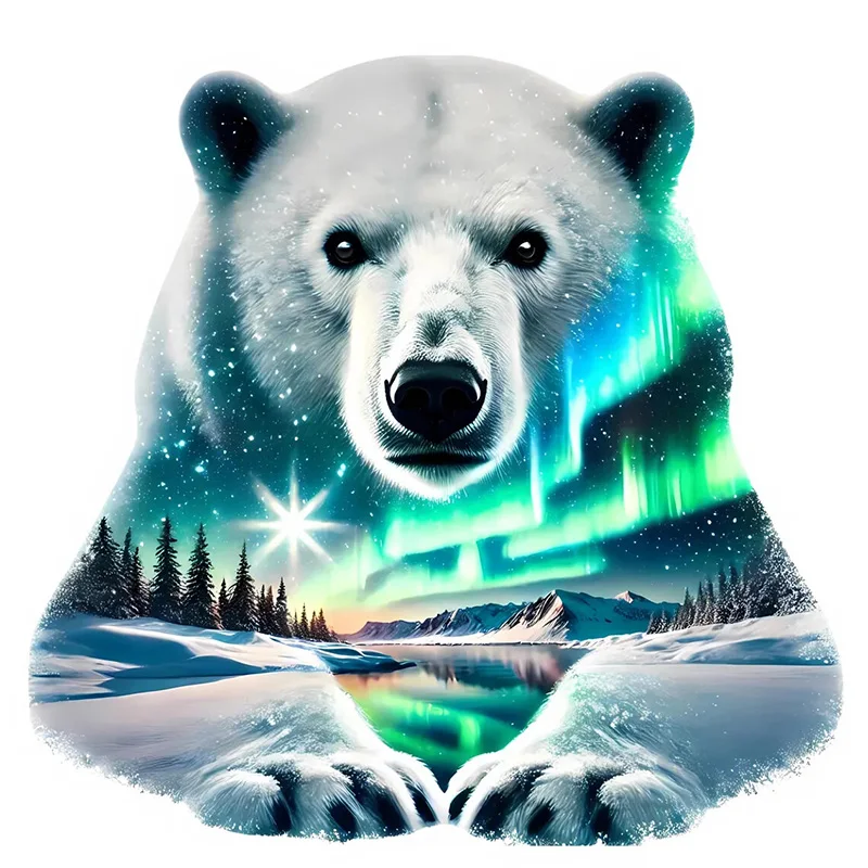 T2052#Polar Bear Self-Adhesive Stickers, Bedroom Entryway Living Room Porch Home Decoration Wall Stickers, Removable Stickers, W