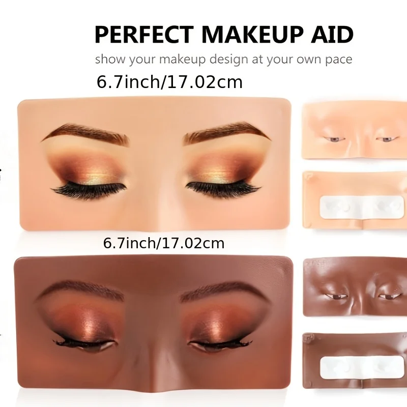 5D Realistic Silicone Eye Makeup Practice Board，Easy-to-clean and reusable facial painting practice board，Suitable for artists a