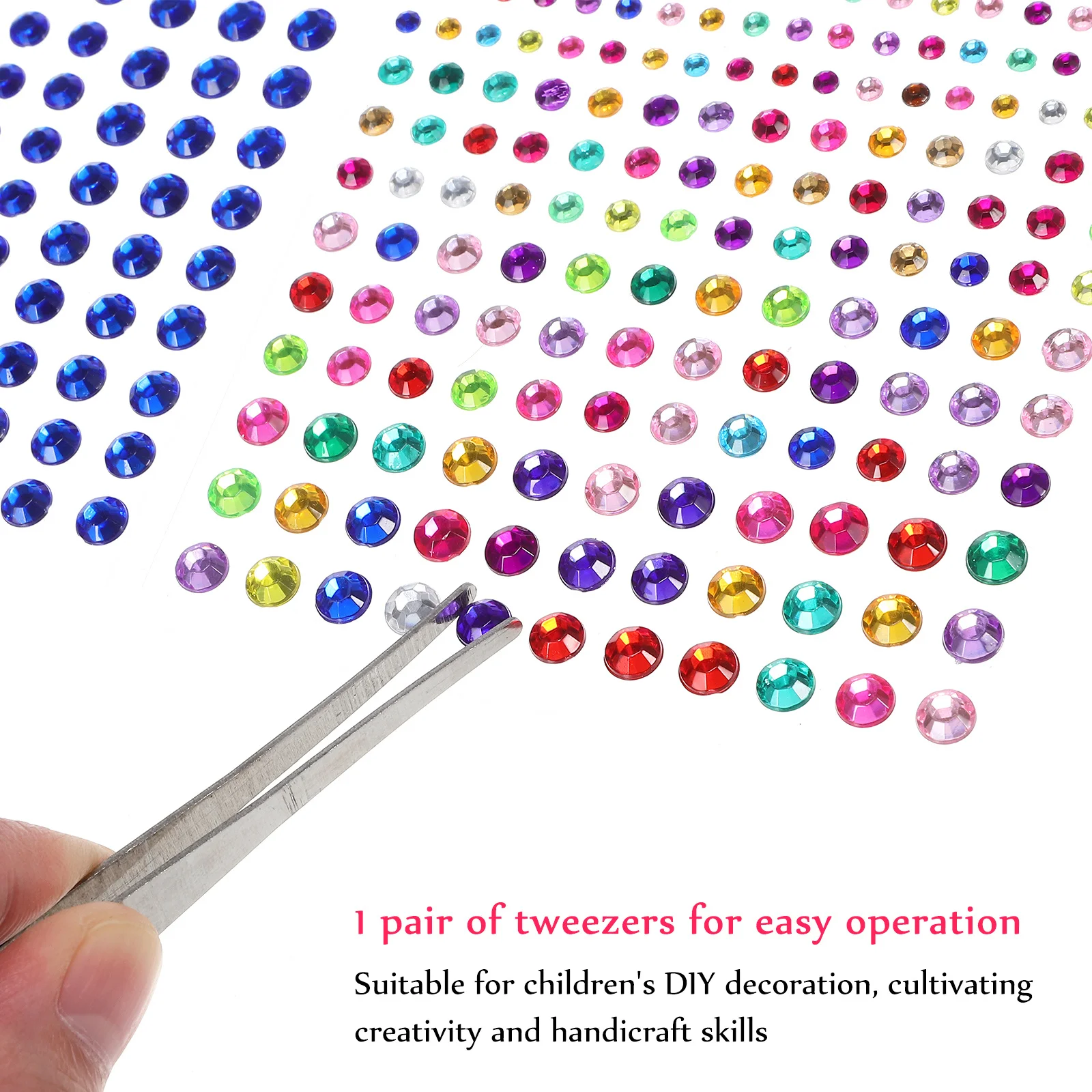 

17 Sheets Rhinestone Stickers Water Crystal Self Adhesive Gems Stickers for Multi Use Crafts DIY Decoration Tweezers