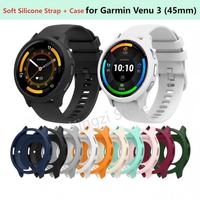 Soft Silicone Strap+Case for Garmin Venu 3 45mm Bumper Hollow Cover Protective Shell Strap for Garmin Venu3 SmartWatch Accessory
