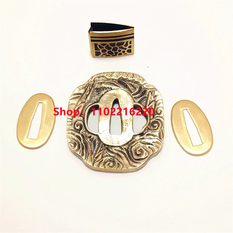 

Exquisite Copper Soild Brass Handguard Tsuba Guard Habaki Seppa For Japanese Real Japan Katana Samurai Sword Fittings Parts New