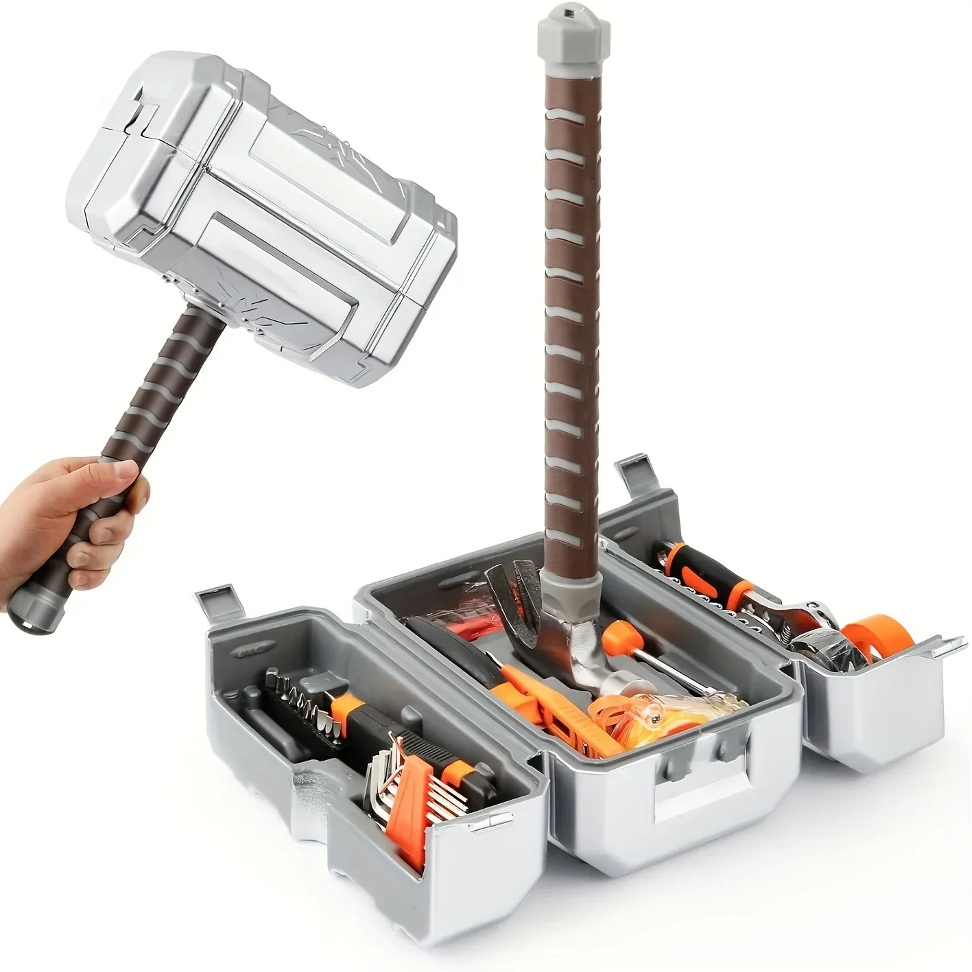 Creative Thors Hammer Tool Box Household Repair Tool Case Hardware Organizer Garage Storage Without Tools for Man Santa Gift