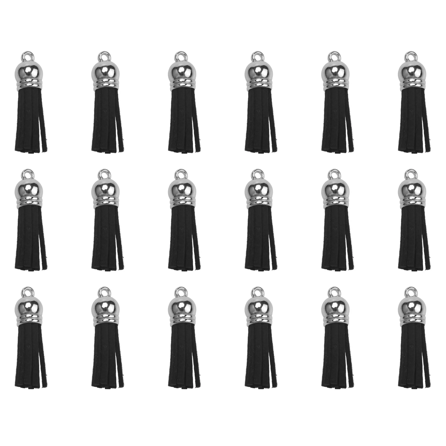 100Pcs Keychain Tassels Faux Suede Leather Tassel Pendants Keychain Decoration for DIY Crafts Making Supplies (Black)