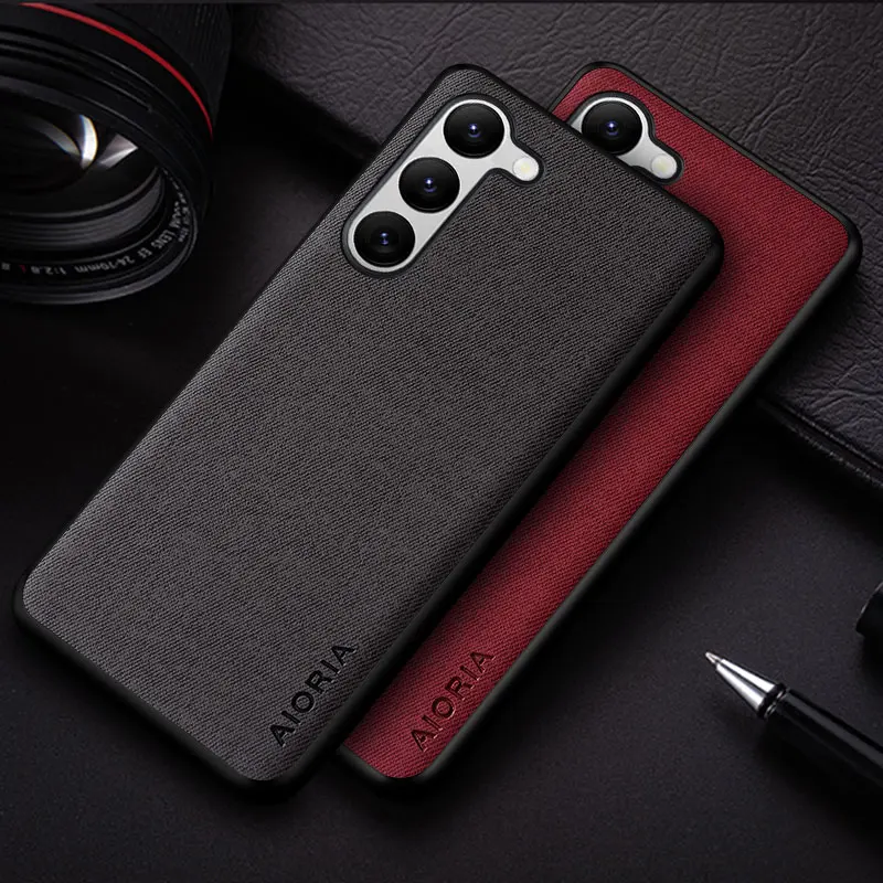 Case for Samsung Galaxy S24 S23 S25 Ultra Plus Fe simple textile Leather protective back cover for samsung s23 fe case