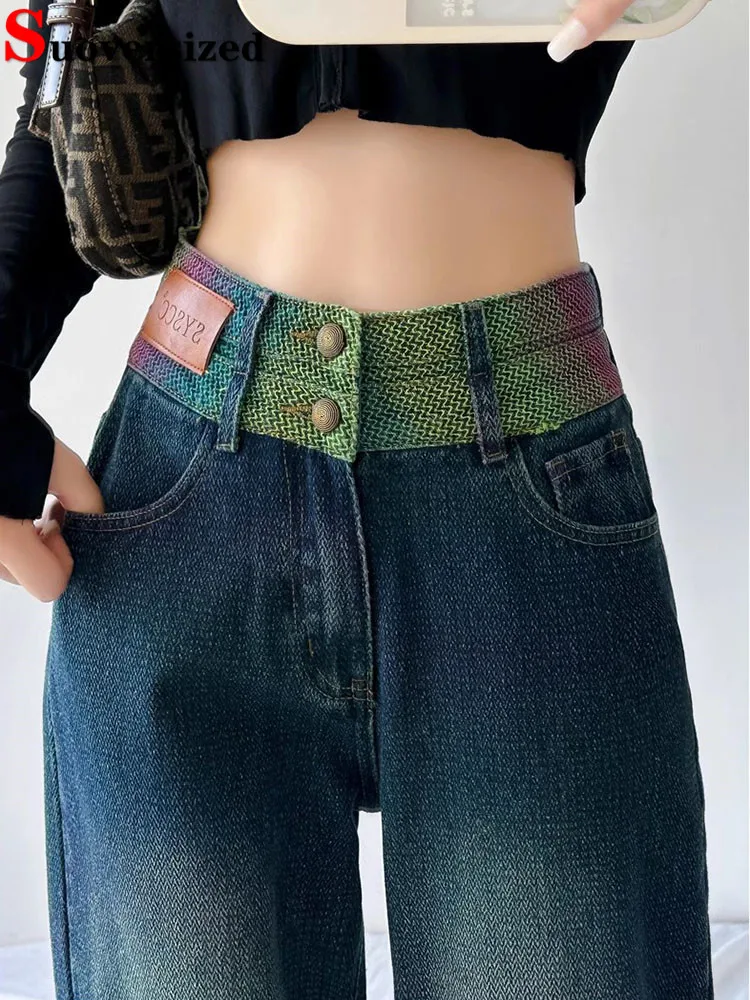 

Chi Baggy High Waist Straight Jeans Women Streetwear Vintage Wide Leg Denim Pants Spring Fall Korean Casual New Kot Pantolon