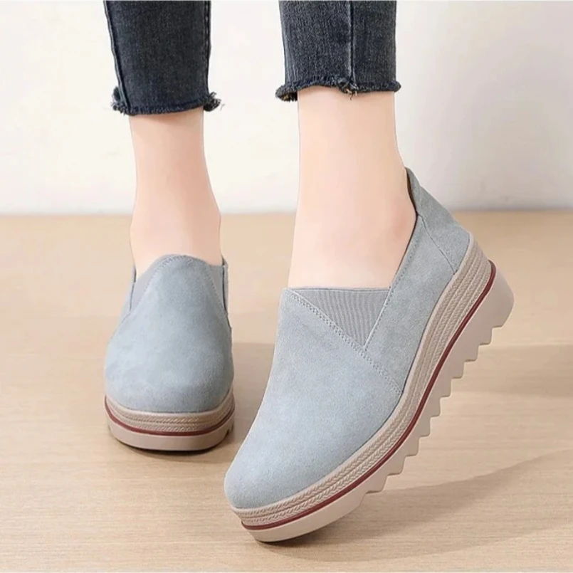 

2025 модные женские кроссовки на плоской подошве, замшевые кожаные мокасины с вырезами, женские топсайдеры, балетки на платформе, женские повседневные туфли