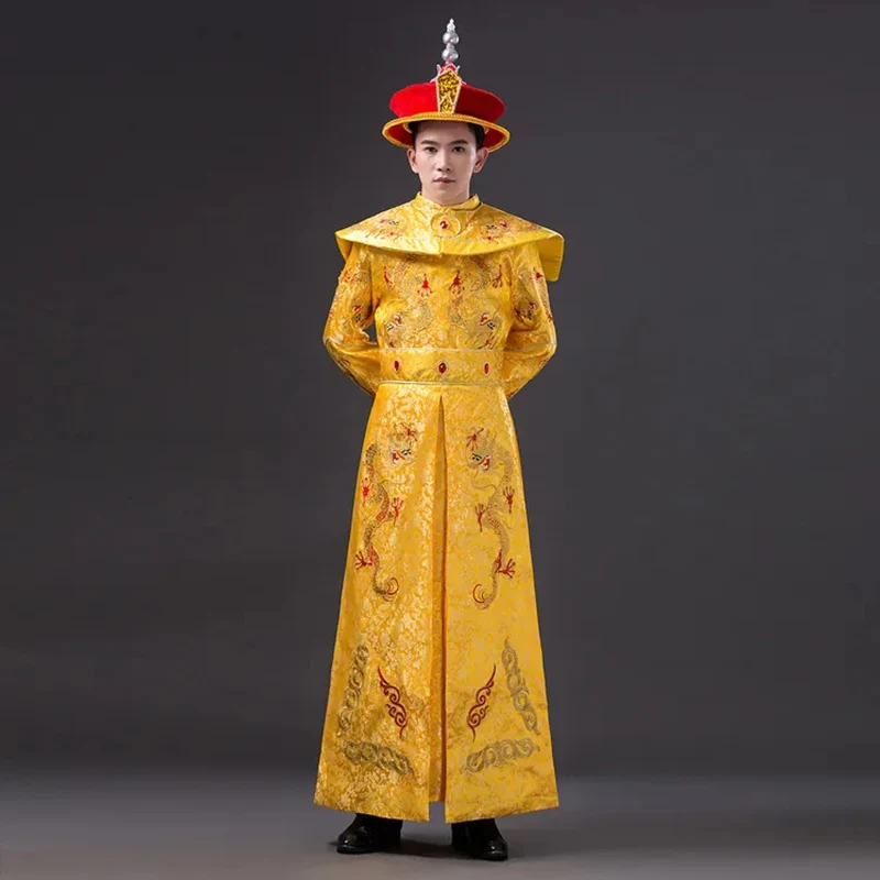 High Quality Men Chinese Empress Costumes with Dragon Cosplay Costume Male Hanfu Ancient Qing Dynasty Emperor with Hat 17