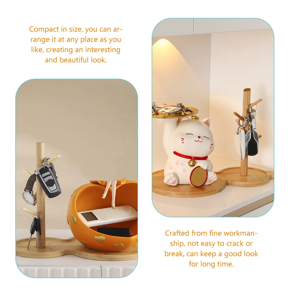 

Bamboo Jewelry Rack Compact Size Key Bowl Nightstand Decor Dresser Perfume ganizer Trinket Stand Wooden Holder Desk Charm