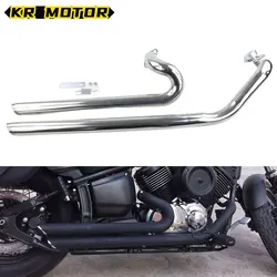 For Yamaha V Star Dragstar 1100 XVS1100 XVS1100AW Classic Motorcycle Exhaust Pipe Black Chrome Full Muffler System Silencer