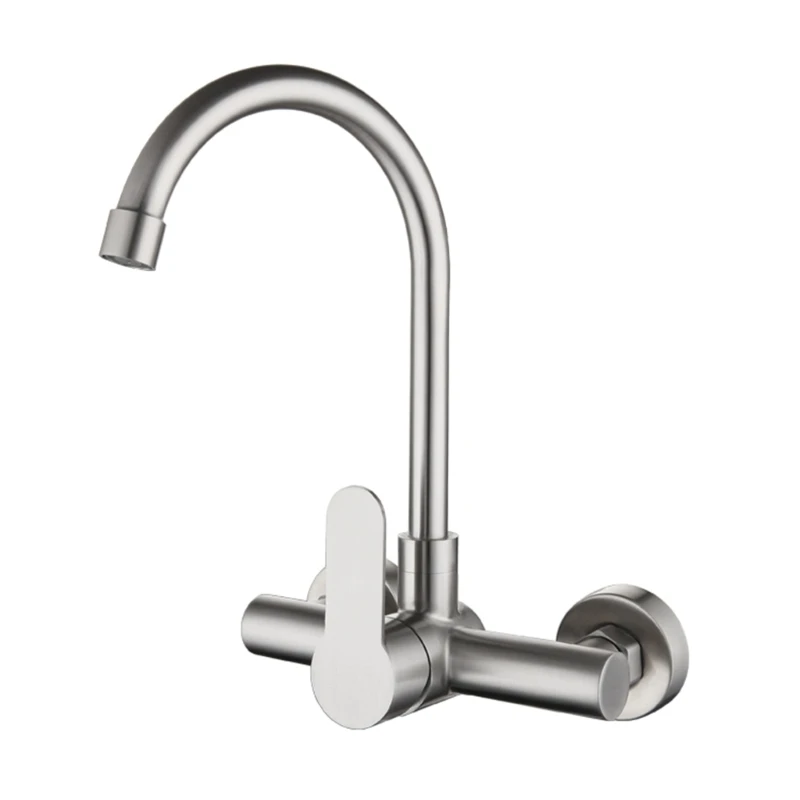 Simple & Practical Wall Mount Kitchen Tap Functional Wall Mounted Kitchen Faucet Single Handle Mixer Simple Install