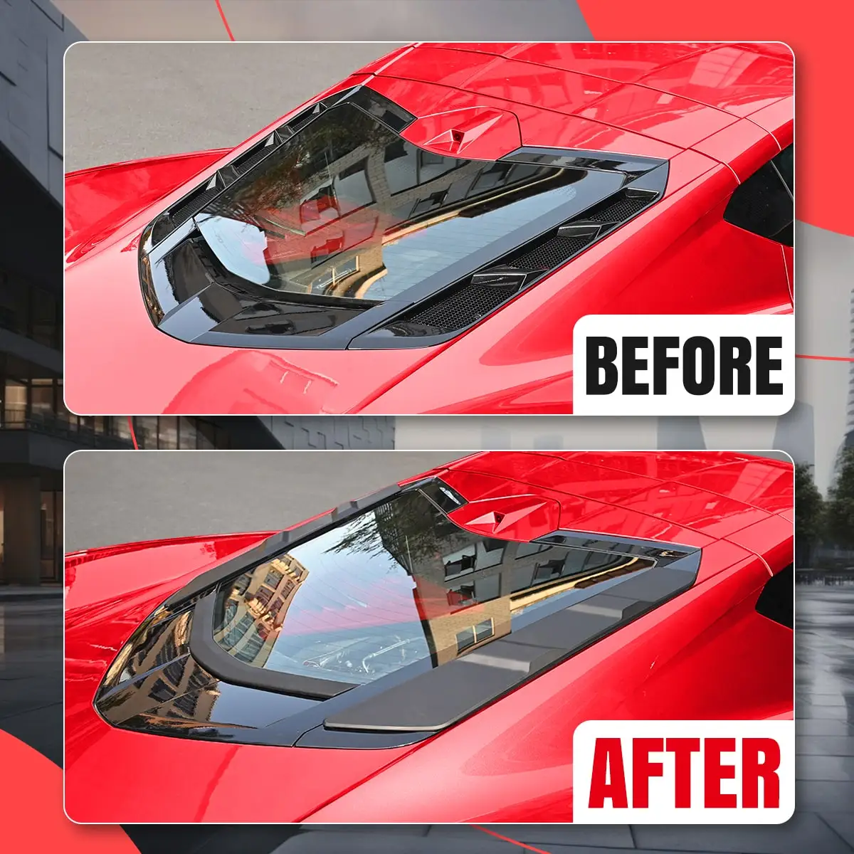 3pcs Car Rear Window Glass Vent Cleaning Covers Vent Blocks Black Protection For Corvette Stingray C8 2020 2021 2022 2023 2024