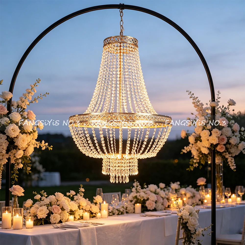 

4pcs Wedding Props Luxury Party Events Stage Decorative Lights Chandelier Centerpiece Decor backdrop wedding