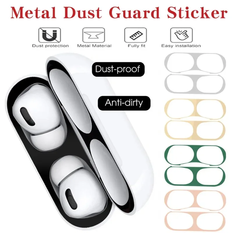 Metal Dust Guard Sticker Case for Apple AirPods Pro 2 Dust Guard Protective Anti-scratch Earbuds Film Headphone Box Accessories view 2