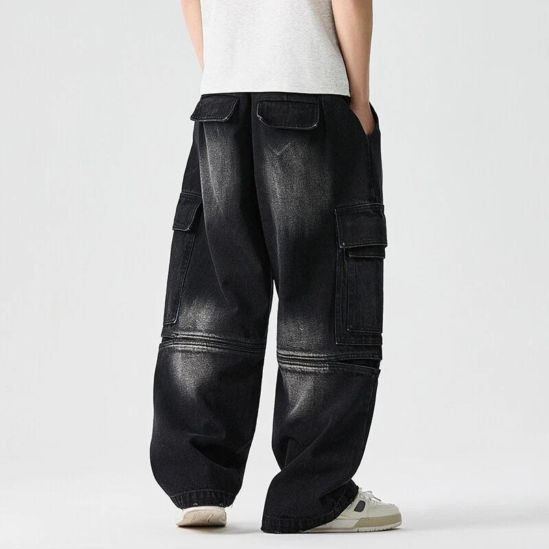 Autumn Men Denim Pants Men American Style Fashion Casual Pants Men Loose Hip Hop Wide Leg Pants Oversize Jeans Trousers Men