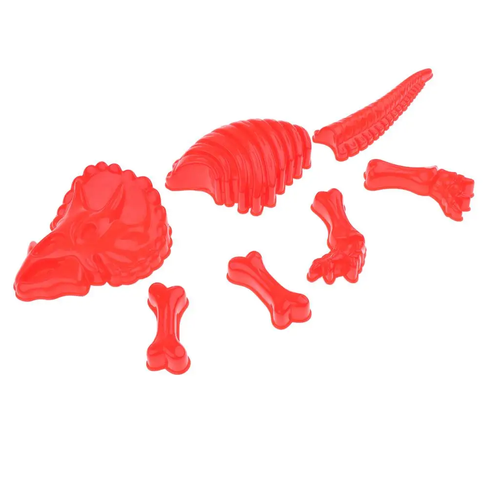 Set of 7 Plastic Dinosaur Skeleton Sand Molds Beach Sand Box Kids Toy Fun