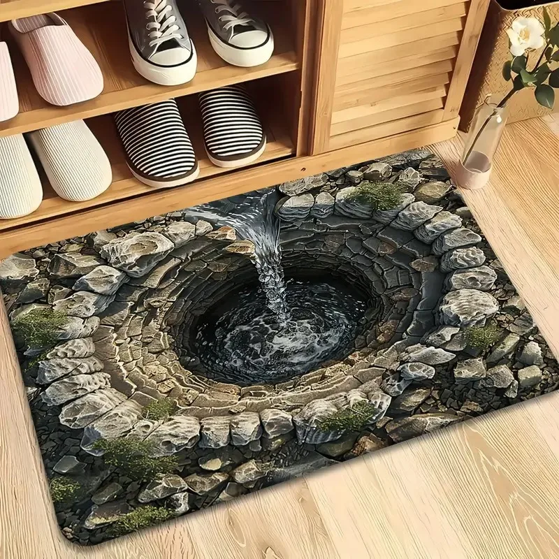 

Front Door Mat Entrance Brick Bottomless Hole Area Rug 3D Trap Optical Visual Illusion Rugs Playroom Floor Carpet Mat