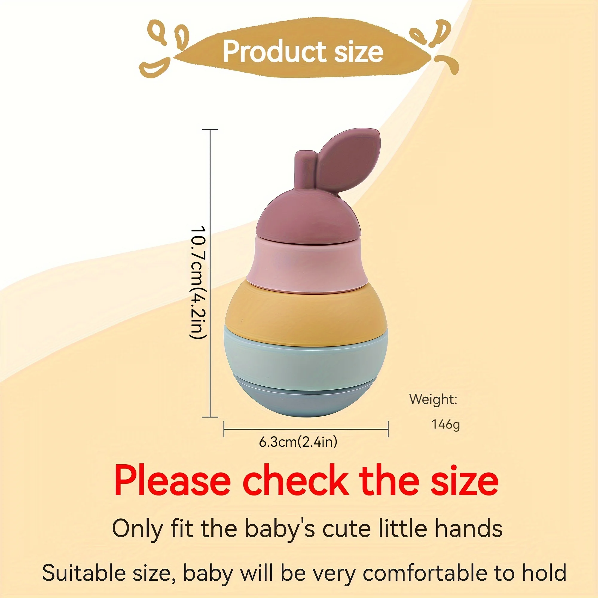 Baby Silicone Cartoon Fruit Stacking Toy - Develops Color and Shape Matching - Teething Friendly, Early Learning Educational Toy