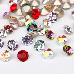 4-10mm Pointback Glass Rhinestones Red Pink White Rhinestone For Nail Decoration Glitter Nail Charms Gems Round Glass Beads