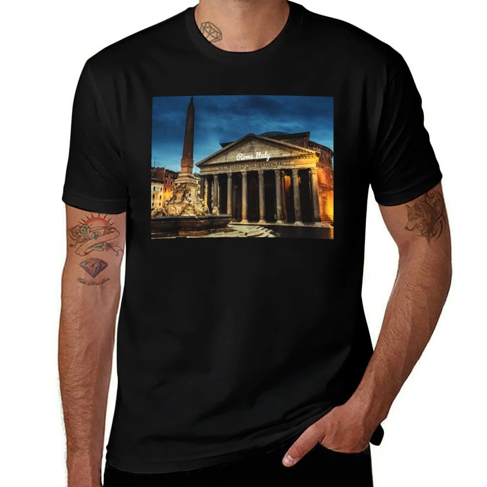 Rome, Italy - Impressive Pantheon T-Shirt Fashion Print Casual Short Sleeve