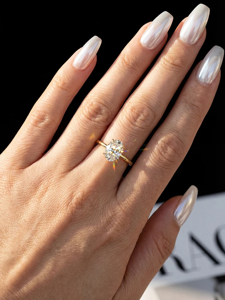 1-2 Carat Brilliant Oval Moissanite Diamond Engagement Wedding Rings for Women 925 Sterling Silver Fine Jewelry view 4