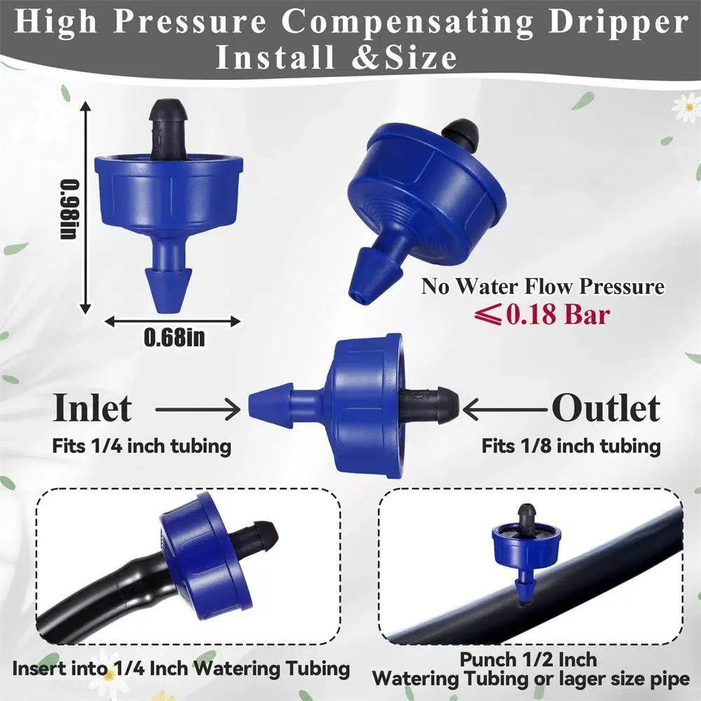 1/2/3/4/8L High Pressure Compensating Drip Emitters Leak-Proof Constant Flow Dripper for Greenhouse Irrigation System Dripper