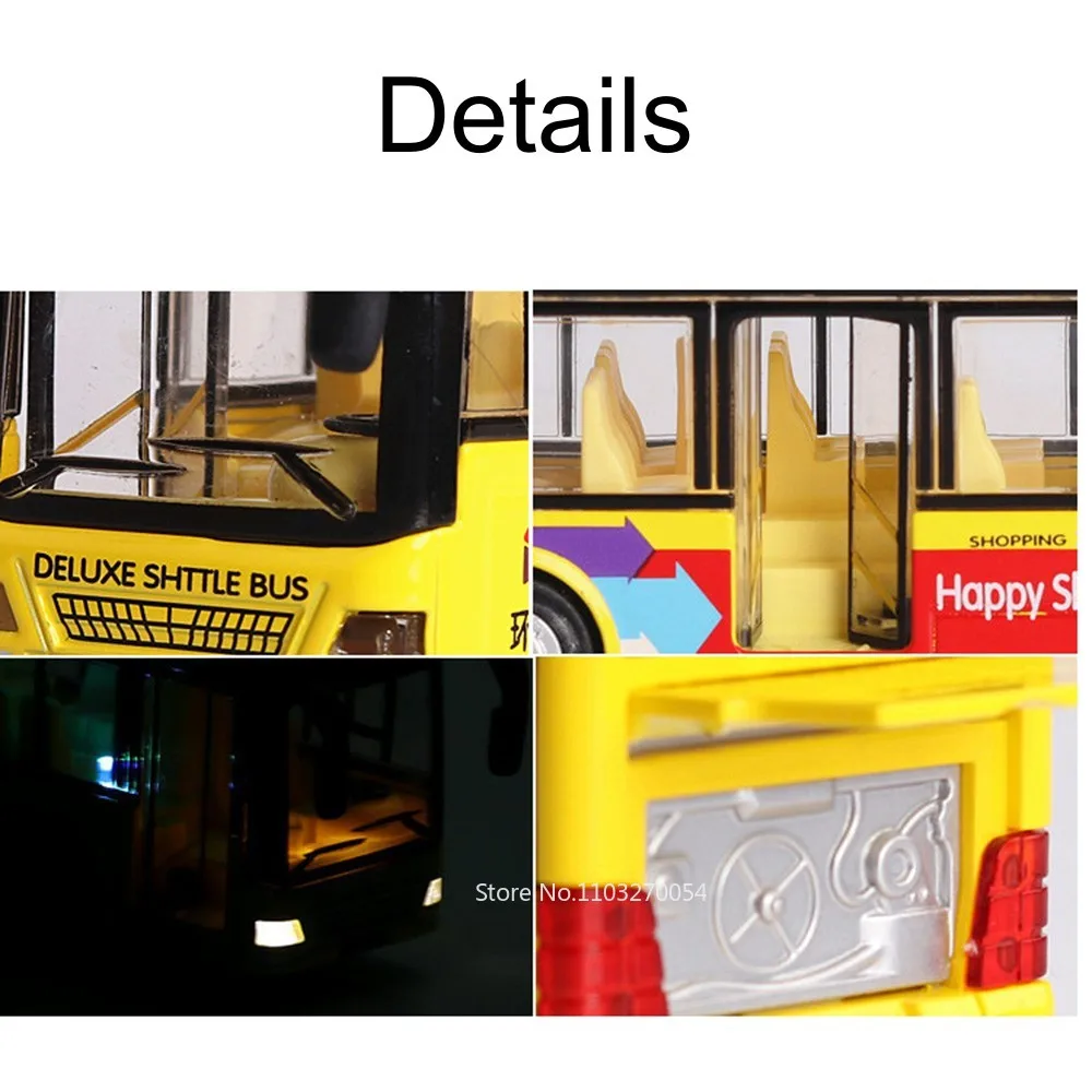 1/36 Einzel bus autos Spielzeug Modell Druckguss legierung Fahrzeuge Gummireifen Metall körper Sound Licht zurückziehen Spielzeug Geburtstags geschenke für Kinder