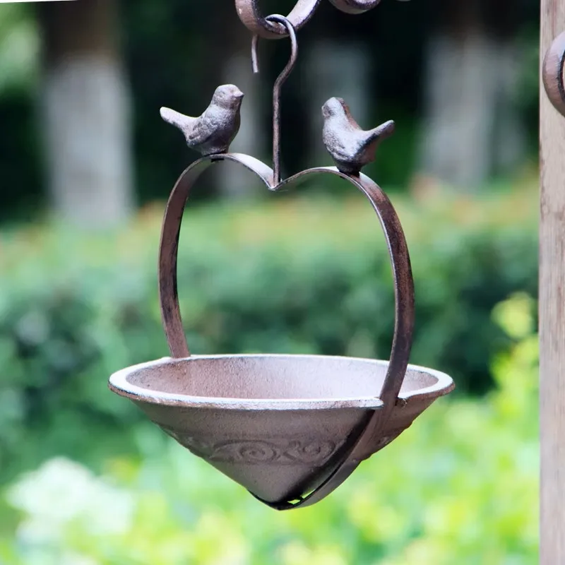 

Heavy Duty Rustic Cast Iron Hanging Bird Feeder Bath For Home Outdoor Garden Decoration