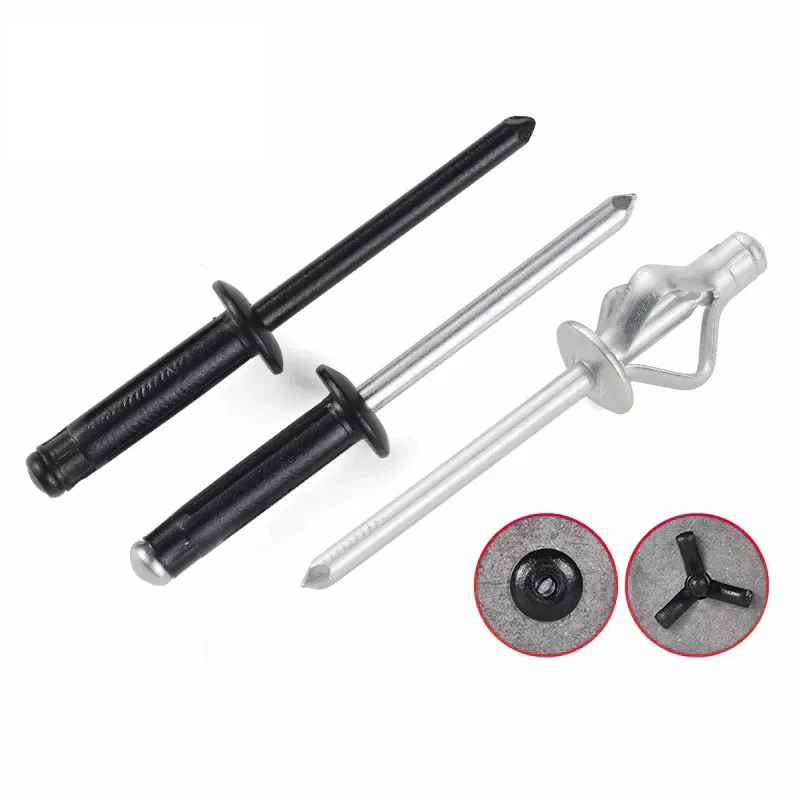 Remache ciego plegable para automóvil, aleación de aluminio, Bulbex, tipo plegable, 4,0mm, 4,8mm, 6,0mm, Material plástico, 50 piezas