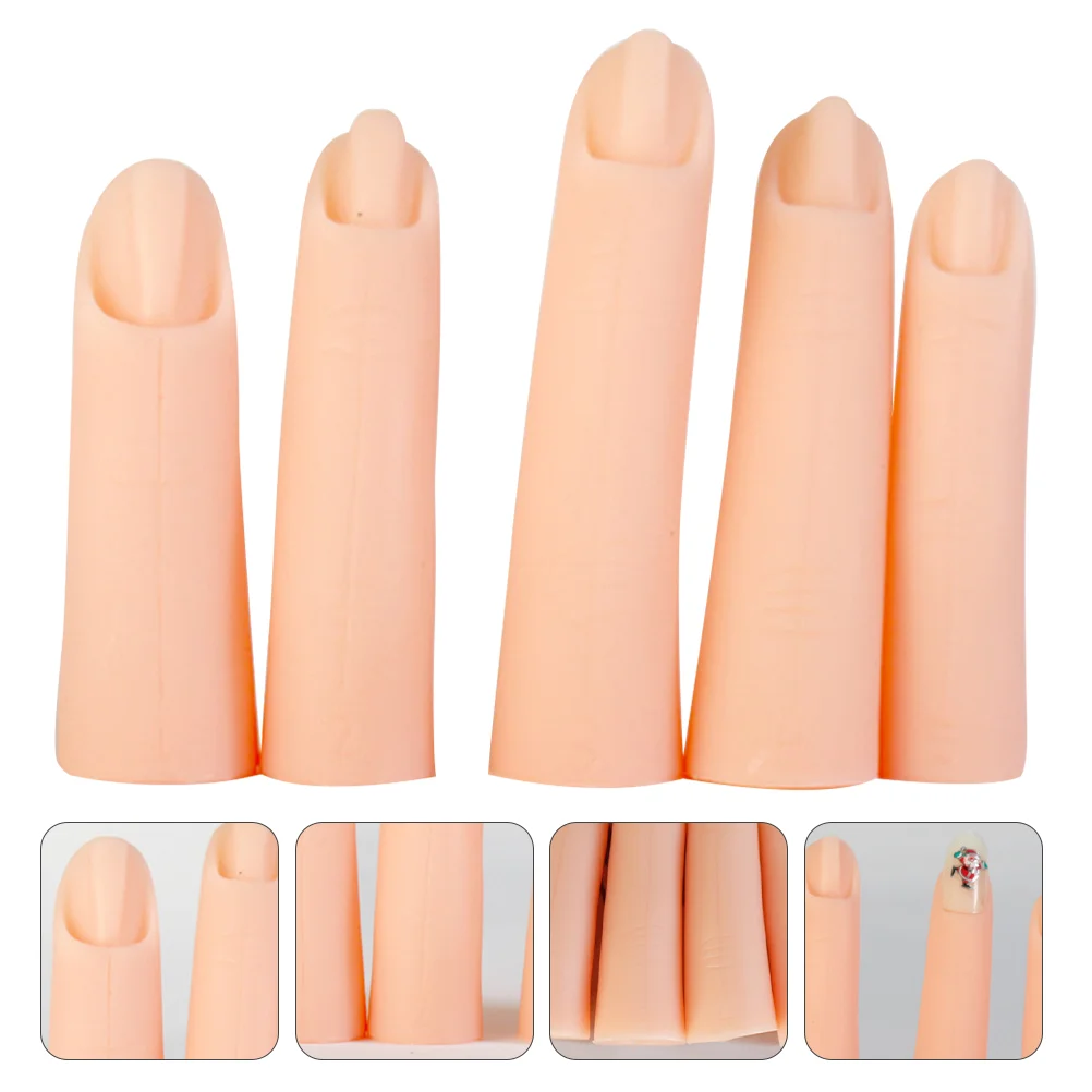 

5 Pcs DIY Training Fingers Manicure Fake Nail Practice for Nails Silica Gel Supply