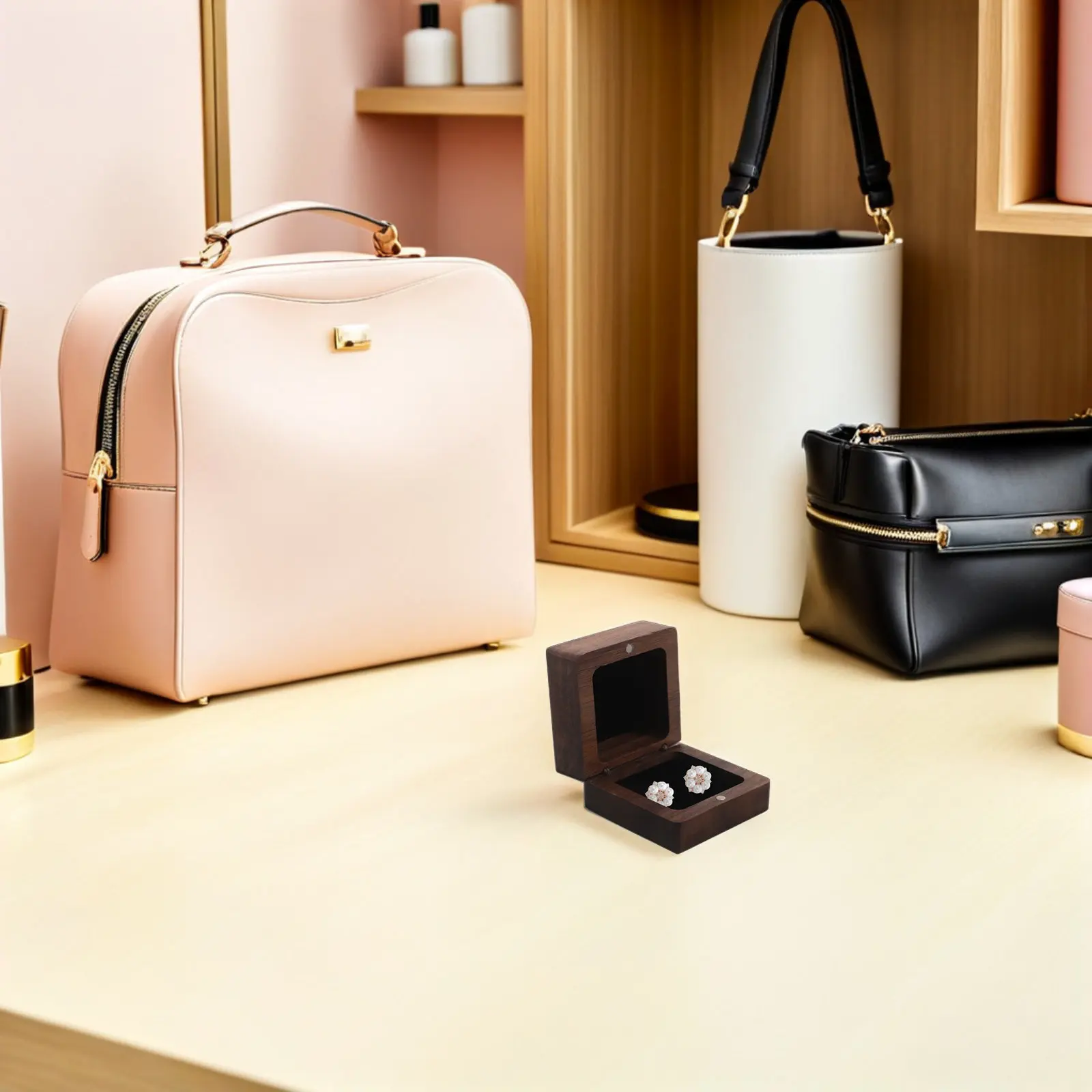 

Квадратный органайзер для запонок из черного ореха, футляр для галстук-зажимов, дорожный контейнер для мужских украшений, держатель для колец, демонстрационный бокс