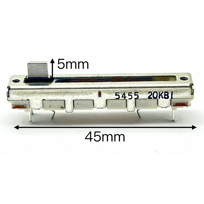 1PCS/LOTS 100% ALPS original 45mm direct sliding potentiometer single link B20K 3-pin handle length 5mm without midpoint switch