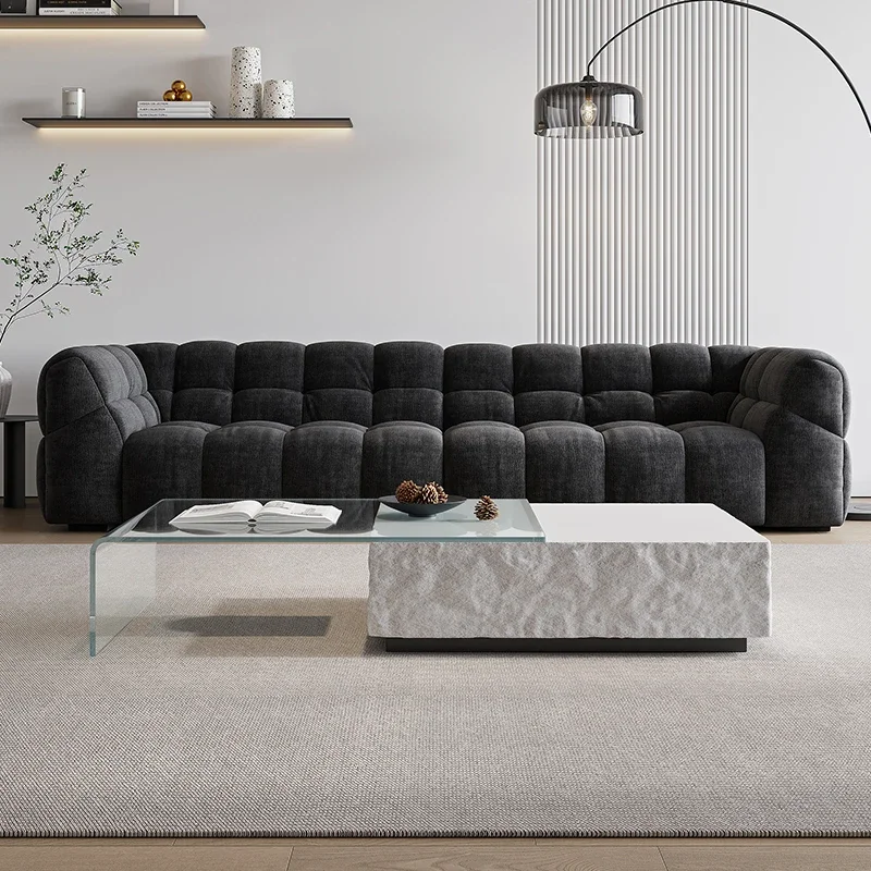 A Minimalist coffee table square furniture modern cream style household retractable tea table