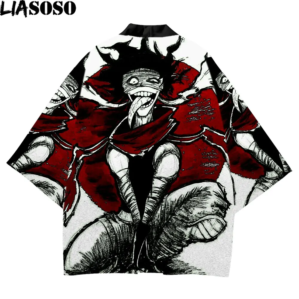 

LIASOSO Traditional Clothing Kimono Men Ladies Cosplay Robe Anime Boy My Hero Academia Many Faces Vintage 3D Hip Hop Cardigan