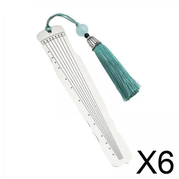 6x Chinese Bookmark Musical Instrument Design Metal Reading Markers for Gifts