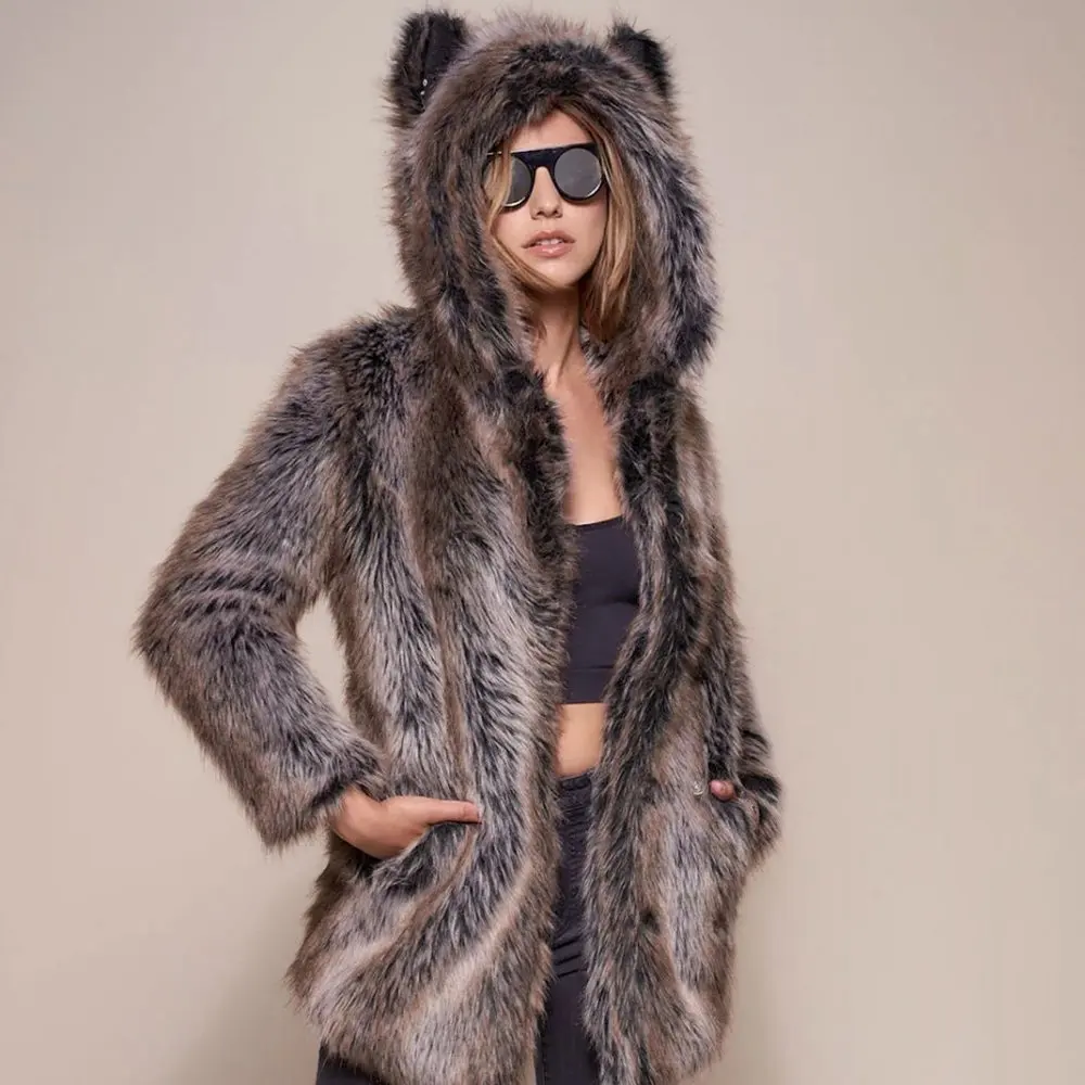 Hot Selling Women's Faux Fur Coat Hooded With Ears Comfortable And Thick Winter Warm Comfortable Casual Faux Fur Coat For Women