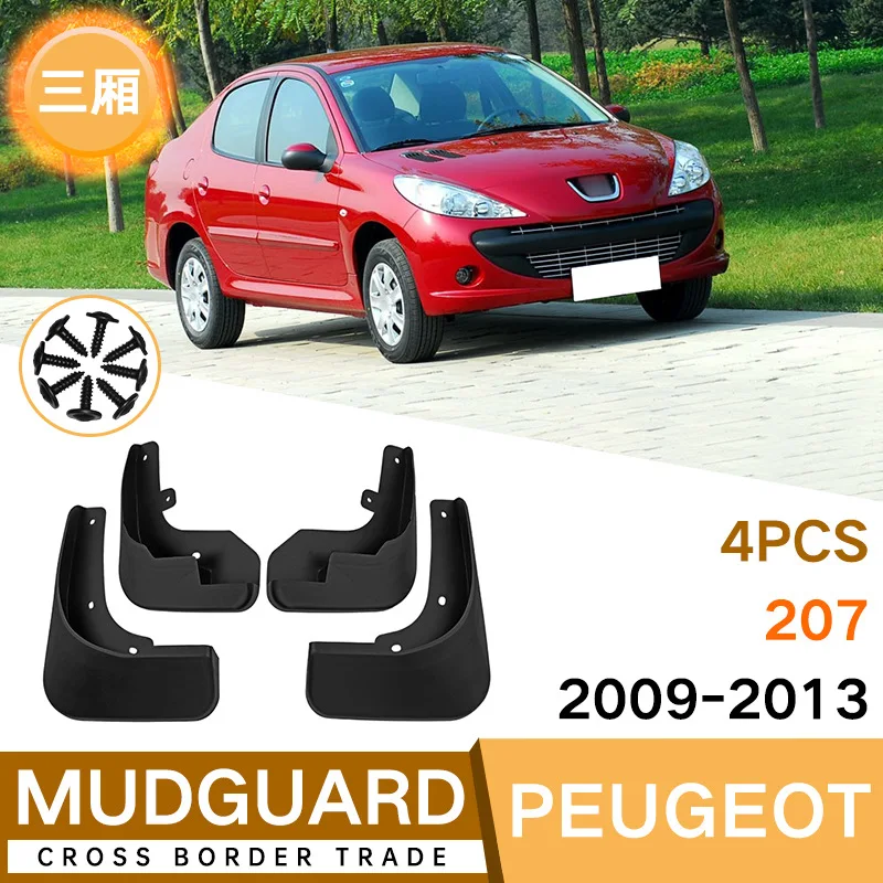 

For Peugeot 207 Sedan 2009-2013 black car mudguard Reduce dust Resist tire dirt car accessories tools